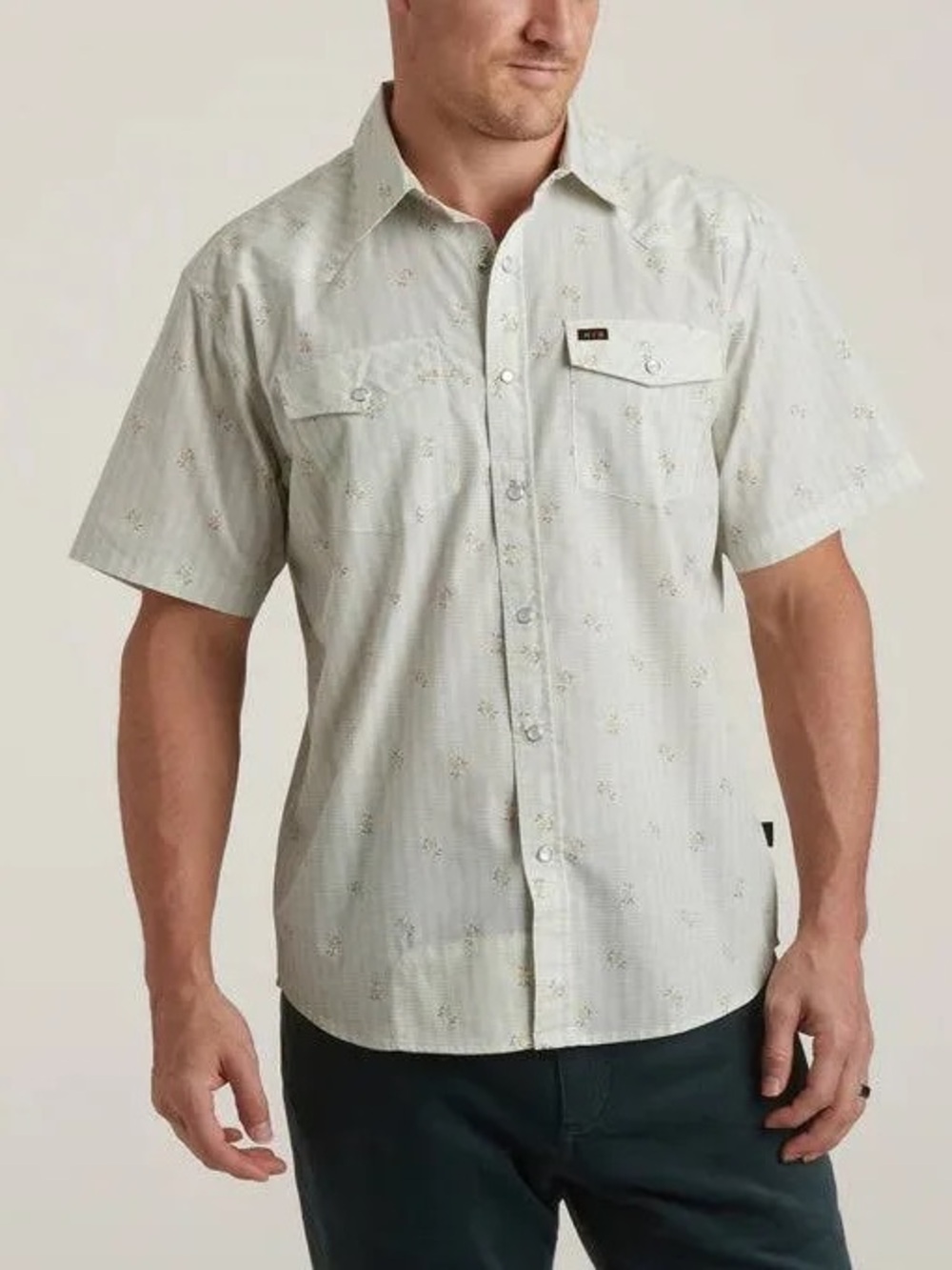 Howler Brothers H Bar B Snap Short Sleeve Button Down Vintage Grid Floral Size L